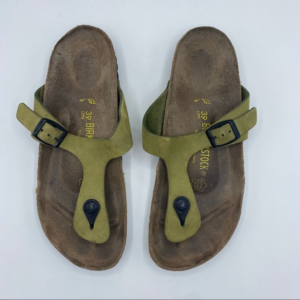 Birkenstock Women Gizeh Sandals Army Olive Green Sz 39    US 8-8 1/2 GUC